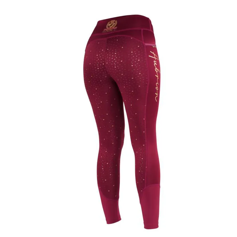 Aubrion Team Winter Riding Tights - Mulberry -1